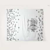 70歳の誕生日 銀色 白色 コンフェッティ 背景 タペストリー (正面(横))