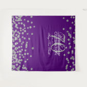 70歳の誕生日 銀色 紫色 コンフェッティ 背景 タペストリー (正面(横))