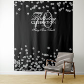 70歳の誕生日 銀 黒のコンフェッティ 背景 タペストリー (インサイチュ)