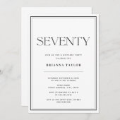 70歳の誕生日 黒と白 招待状 (正面/裏面)