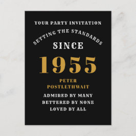 70歳の誕生日 1955 ブラック ゴールド ポストカード