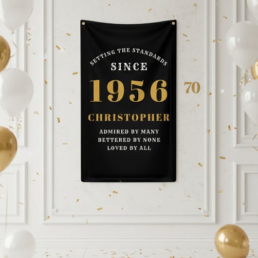 70歳の誕生日 1956年生まれ 名前を追加 ブラックゴールド 横断幕