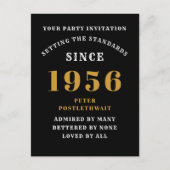 70歳の誕生日 1956 ブラック ゴールド ご招待状 ポストカード (正面)