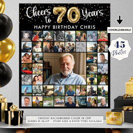 70歳の誕生日 45枚のフォトコラージュ 70年の軌跡おめでとうございます ポスター