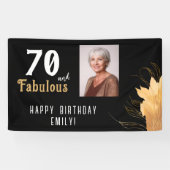 70歳の輝き ゴールドの葉の70歳の誕生日写真 横断幕 (横)