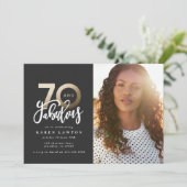 70歳の金ゴールドが良い写真の誕生日に見える (スタンド正面)