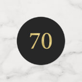 70歳の金ゴールドとブラック紙吹雪70歳の誕生日パーティー コンフェッティ (スモール正面)