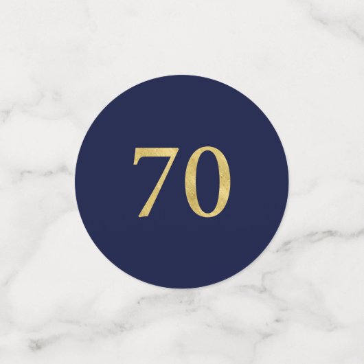 70歳の金ゴールドと海軍紙吹雪70歳の誕生日パーティー コンフェッティ (スモール正面)