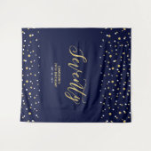 70歳の金ゴールドと海軍70歳の誕生日パーティーの背景 タペストリー (正面(横))