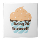 70歳は甘い誕生日Tシャツとプレゼント タイル (正面)