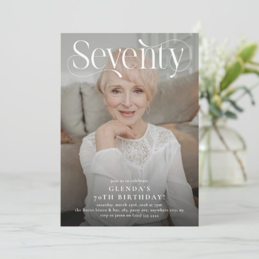 70歳エレガントの写真70歳の誕生日パーティー 招待状 (スタンド正面)