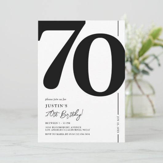 70歳エレガントの誕生日パーティーへの招待 招待状 (スタンド正面)