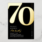 70歳エレガントの誕生日パーティーフォイル 箔招待状 (正面)