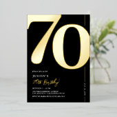 70歳エレガントの誕生日パーティーフォイル 箔招待状 (立ち正面)