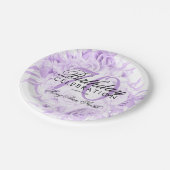 70歳エレガント誕生日パーティーフローラ紫 ペーパープレート (アングル)