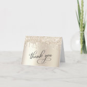 70歳エレガント誕生日パーティー金ゴールドグリッター サンキューカード (正面)