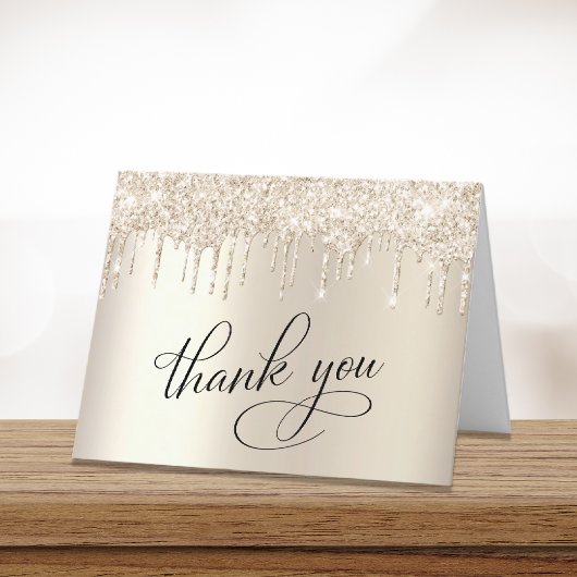 70歳エレガント誕生日パーティー金ゴールドグリッター サンキューカード