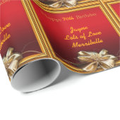 70歳カスタマイズ70歳の誕生日の赤い金ゴールドプレゼント ラッピングペーパー (ロールコーナー)