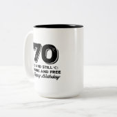 70歳カッコいいの若い引用文ことわざ ツートーンマグカップ (正面左)