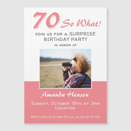 70歳サプライズ誕生日パーティー写真招待カード (正面)