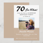 70歳サプライズ誕生日パーティー写真招待状 (正面/裏面)