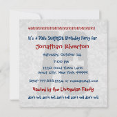 70歳サプライズ誕生日パーティー ネイビーブルー 白 W154 招待状 (裏面)