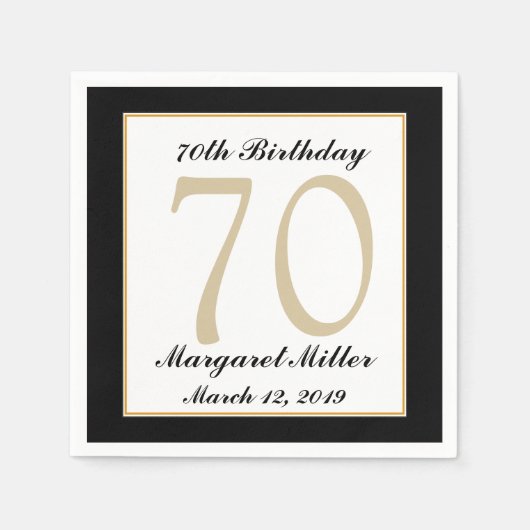 70歳パーソナライズされた誕生日パーティーのナプキンス スタンダードカクテルナプキン (正面)