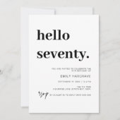 70歳モダンの誕生日パーティーへの招待 招待状 (正面)
