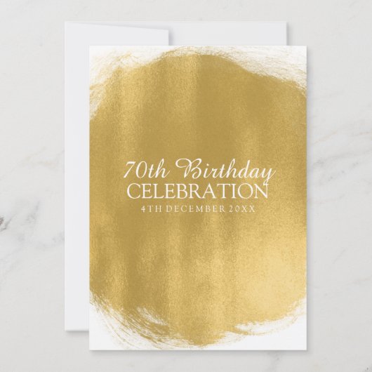 70歳モダンの誕生日パーティー金ゴールドルッ絵を描ク 招待状 (裏面)