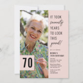 70歳モダンの誕生日パーティー 招待状 (正面)