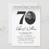 70歳モダン誕生日パーティフォト招待状 招待状 (正面)