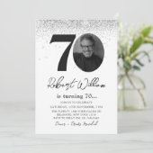 70歳モダン誕生日パーティフォト招待状 招待状 (スタンド正面)