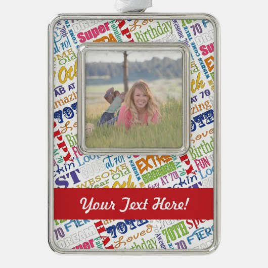 70歳ユニークの誕生日パーティギフトパーソナライズされたズ シルバープレートフレームオーナメント (正面)