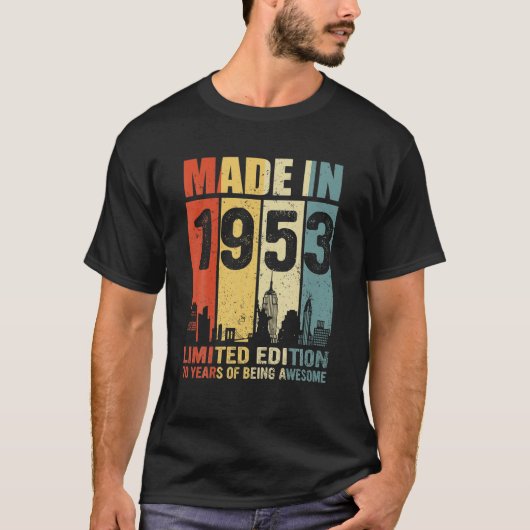 70歳レトロヴィンテージシティ1953 70誕生日 Tシャツ (正面)
