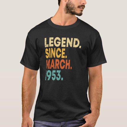 70歳ヴィンテージ1953年3月70誕生日 Tシャツ (正面)