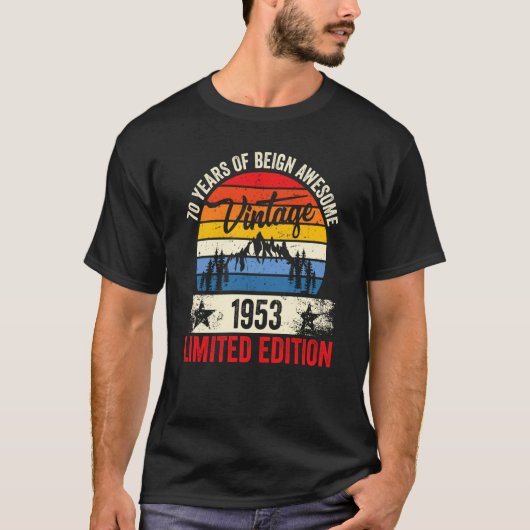70歳ヴィンテージ1953年70誕生日 Tシャツ (正面)