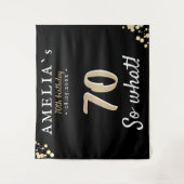 70歳感動的誕生パーティー黒の背景 タペストリー (正面)