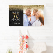 70歳誕生日の黒と金ゴールドのグリッター写真 横断幕 (インサイチュ)