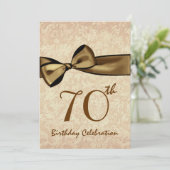 70歳誕生日パーティー招待金ゴールドボウ 招待状 (スタンド正面)