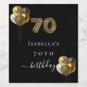 70歳金ゴールドヒョウ動物 ワインラベル (シングルラベル)