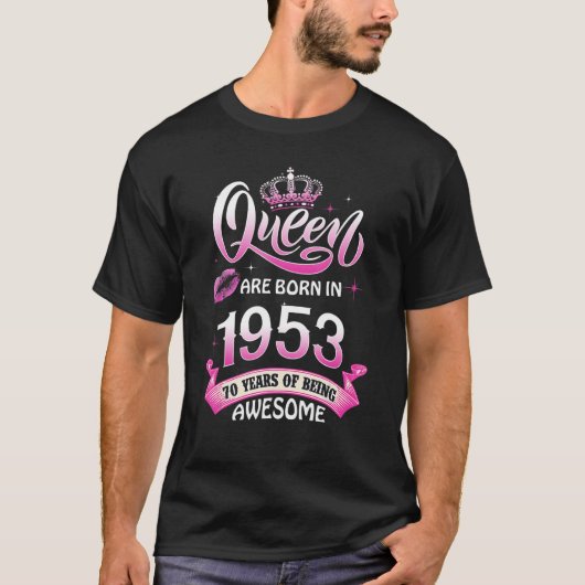 70歳1953年70誕生日作で女の子を見る Tシャツ (正面)
