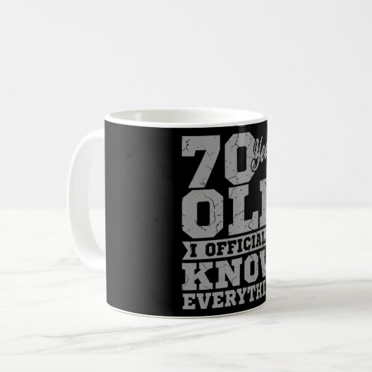 70歳70誕生日ギフトパパすべてを知っている コーヒーマグカップ (正面左)