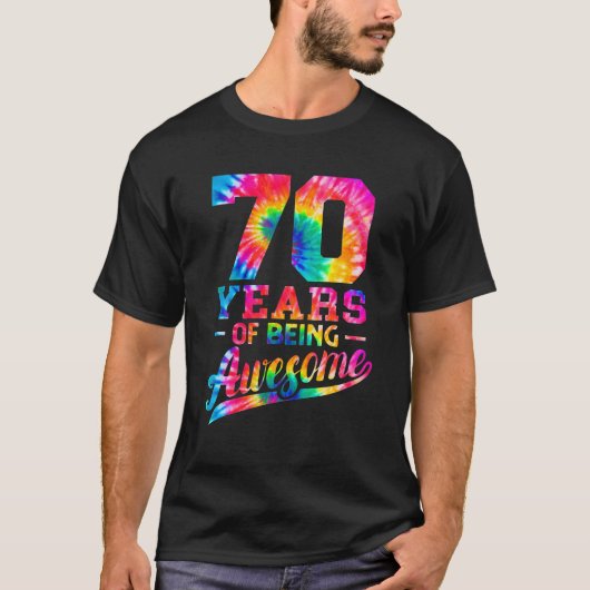 70歳70誕生日絞り染め素晴らし Tシャツ (正面)