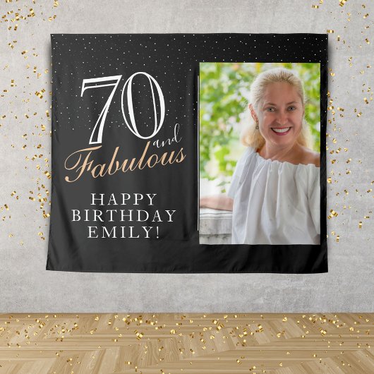 70歳 そして ファビュラス ブラック 70歳の誕生日 フォト バックドロップ タペストリー