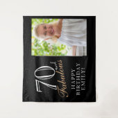 70歳 そして ファビュラス ブラック 70歳の誕生日 フォト バックドロップ タペストリー (正面)