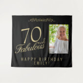 70歳 カッコいい 誕生日 フォト 黒背景 タペストリー (正面(横))