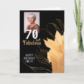 70歳 ゴージャスなゴールドの葉の70歳の誕生日写真 カード (正面)