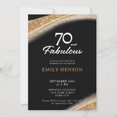 70歳 ゴールドバースデー ブラック 招待状 (正面)