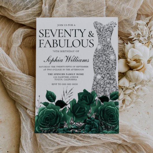 70歳 & ファビュラス エメラルドグリーン 70歳の誕生日 招待状