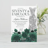70歳 & ファビュラス エメラルドグリーン 70歳の誕生日 招待状 (スタンド正面)